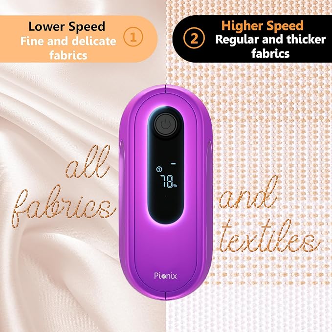 Pionix Fabric Shaver, Sweater Shavers to Remove Pilling, High-Perf Defuzzer, Rechargeable Electric Lint Shaver for Fuzz and Lint Balls from Clothing, Upholstery 2000mah Battery (Hot Purple)