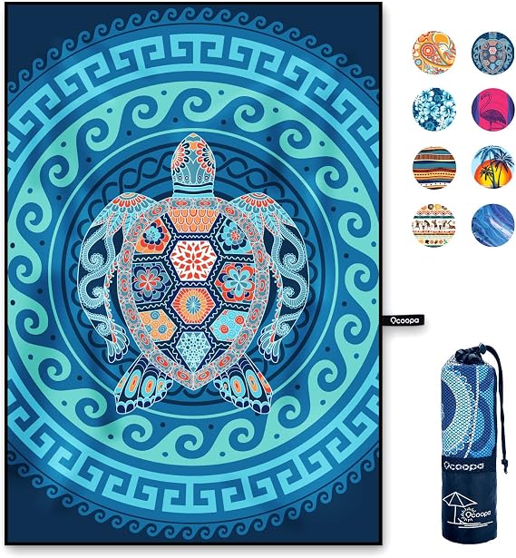 OCOOPA Microfiber Beach Towel Fast Drying, Oversize 80" x 57" Sand Free Beach Towel Super Lightweight Towels for Swimmin