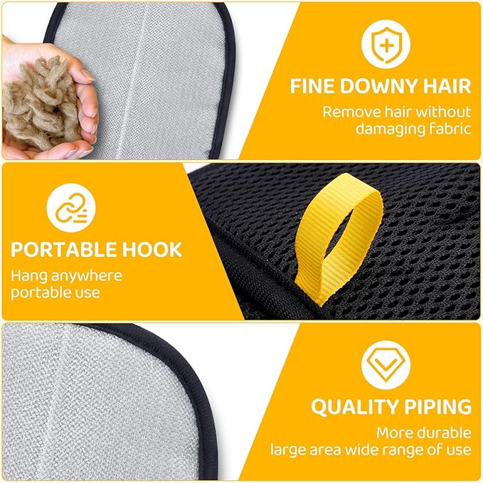 Pet Hair Removal Glove for Dogs & Cats - Upgraded Reusable Electrostatic Pet Hair Glove, Gentle Grooming Mitt, Pet Hair Remover Tool for Laundry, Couch, Carpet & Car Seat, 2 Pack (Black)