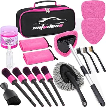 Windshield Cleaner Tool, 17Pcs Car Interior Detailing Kit, Detailing Brush, Towels, Duster, Car Cleaning Kit Interior fo