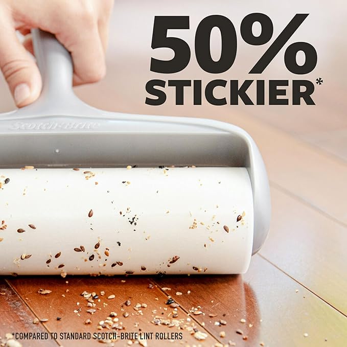 Scotch-Brite 50% Stickier Large Surface Lint Roller,Works Great On Pet Hair,60 Sheets,(Pack of 4)