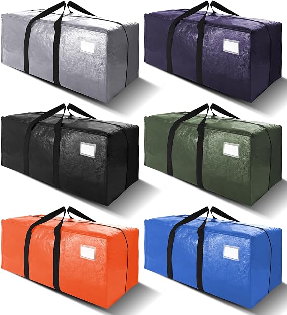 VELVETSURE Heavy Duty Extra Large Moving Bags W/Backpack Straps - Strong Handles & Zippers, Storage Totes For Space Savi