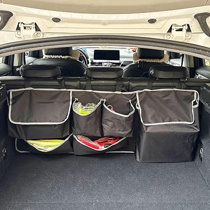 Car SUV Backseat Trunk Organizer Hanging Bag,6 Nylon Fabric Pockets, Interior Storage Organizer Accessories, For SUV, Je