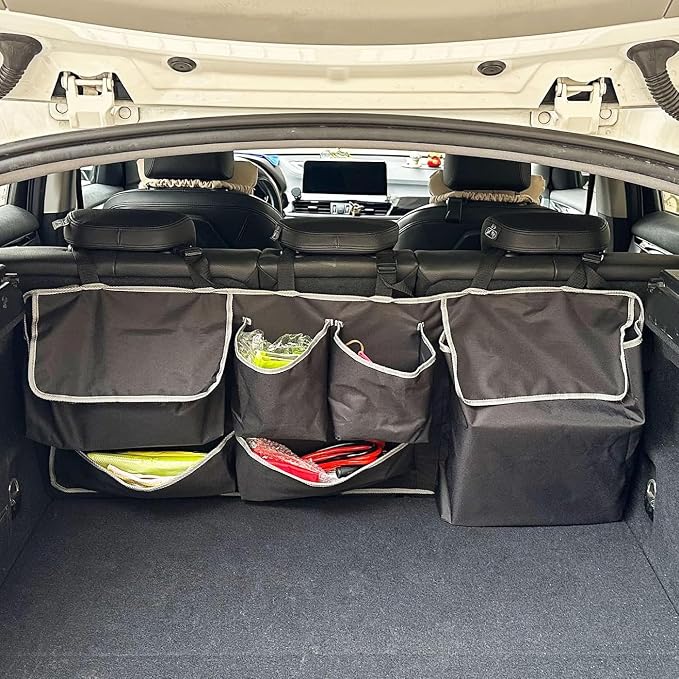 Car SUV Backseat Trunk Organizer Hanging Bag,6 Nylon Fabric Pockets, Interior Storage Organizer Accessories, For SUV, Je