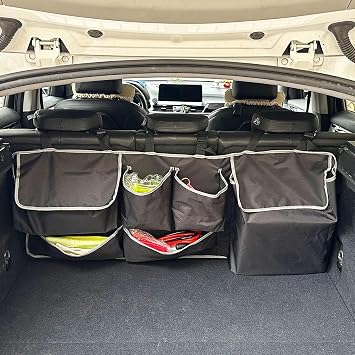Car SUV Backseat Trunk Organizer Hanging Bag,6 Nylon Fabric Pockets, Interior Storage Organizer Accessories, For SUV, Je