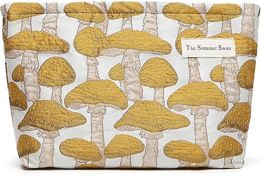 The Summer Swan | Floral Cosmetic Bag｜Large Aesthetic Travel Makeup and Personal Item Pouch For Purse | Skincare Bag (Mu
