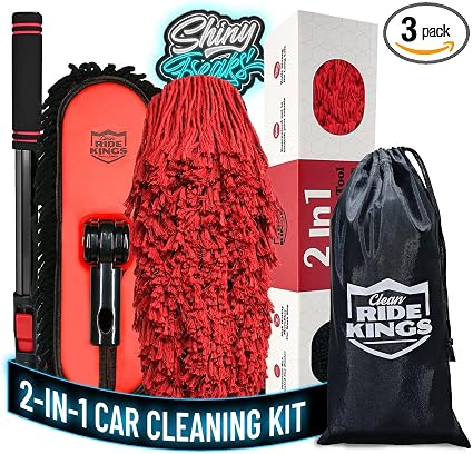 Car Duster Exterior Sweeping Kit, 2-in-1 Red