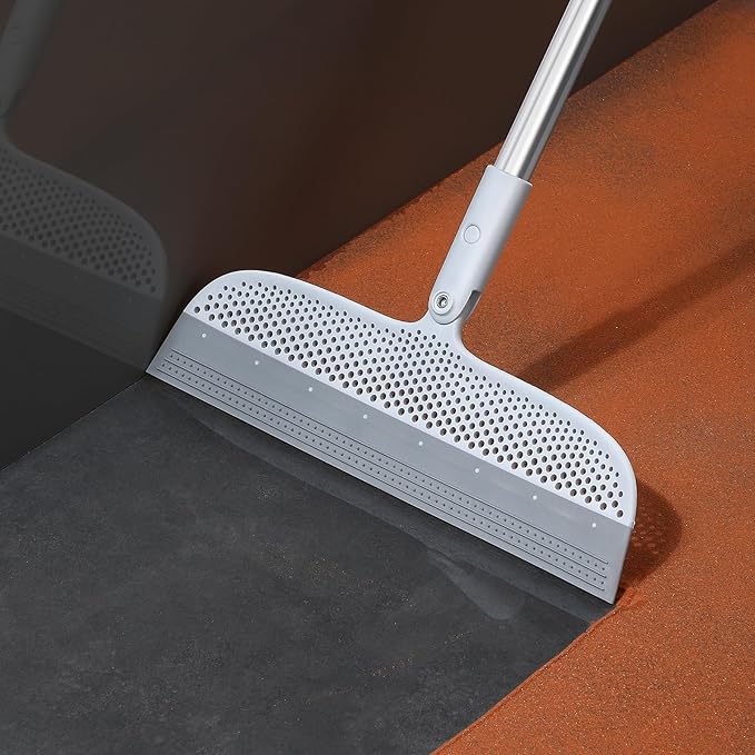 Multifunction Floor Squeegee Broom for Pet Hair Removal, Silicone Magic-Style Broom for Floor Cleaning, 51.77" Long Handle for Carpet, Bathroom Tile, Hardwood Floors, Garage, Liquid Spills, Fine Dust