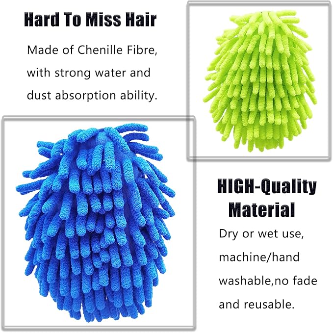 13 Inch Microfiber Feather Duster,with 4 pcs Washable Duster Head, Car Duster, Perfect for Cleaning Windows, Tables, Cars,Furniture, Walls, Fans, Screens