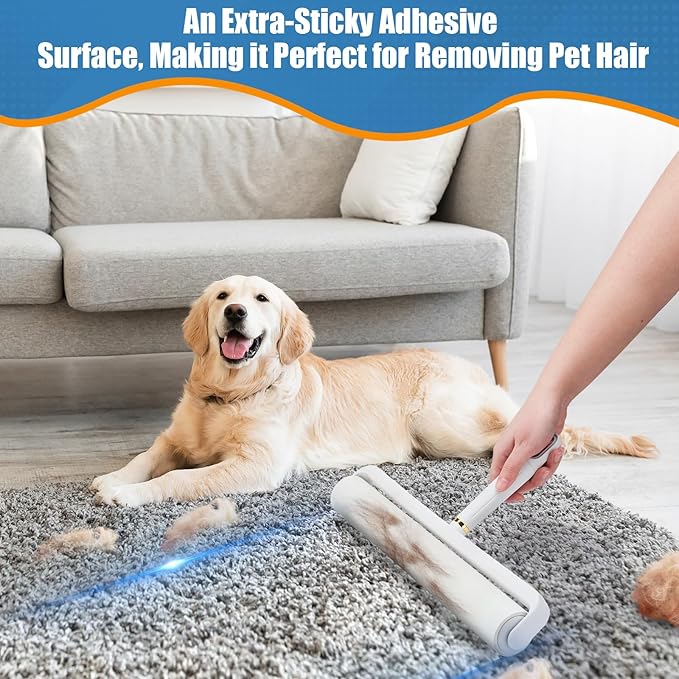 Dymoll 14.17" Lint Roller Refills, Extreme Sticky Large Surface Lint Roller for Cleaning Pet Hair, Wall, Dust, Carpets, Floor, Clothing, Car, 4 Rollers Total 360 Sheets