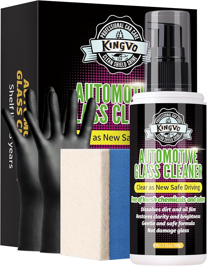 Kingvo Car Glass Cleaner Spray, Windshield Washer Fluid,Car Window Cleaner Auto Detailing Supplies Shower Door Water Spo