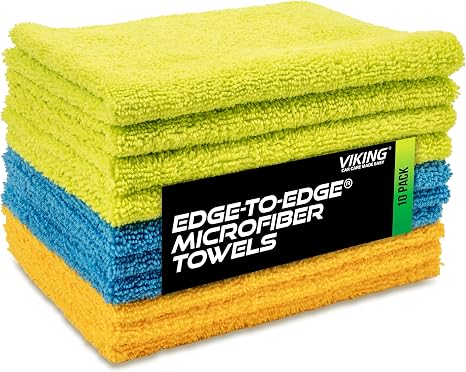 VIKING Microfiber Car Cleaning Cloth, Edgeless, 12 inch x 16 inch, 10 Pack