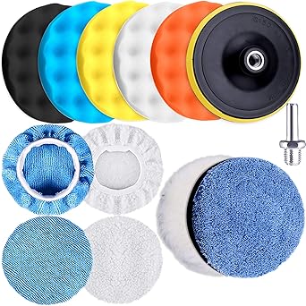 SIQUK 13 Pieces Buffing Pads 7 Inch Car Polishing Pad Kit Foam Wax Polisher Pads Car Buffer Attachment for Drill