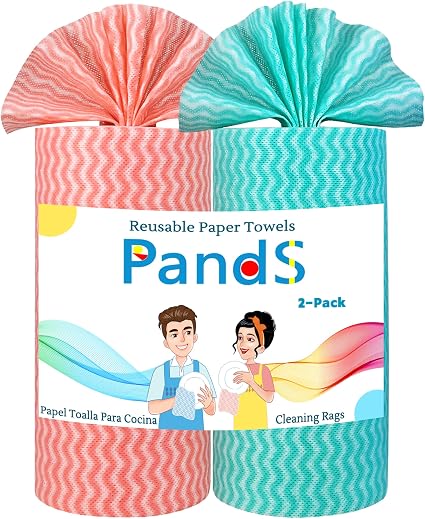 Reusable Paper Towels Washable, 2 Pack 120 Count Disposable Dish Cloths, Kitchen Washcloths Bathroom Hand Towels, Fast D