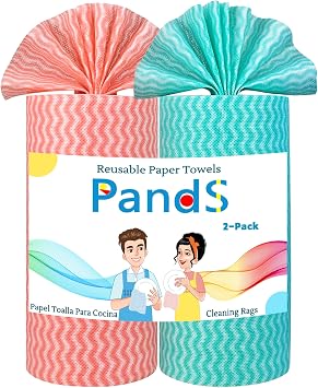 Reusable Paper Towels Washable, 2 Pack 120 Count Disposable Dish Cloths, Kitchen Washcloths Bathroom Hand Towels, Fast D