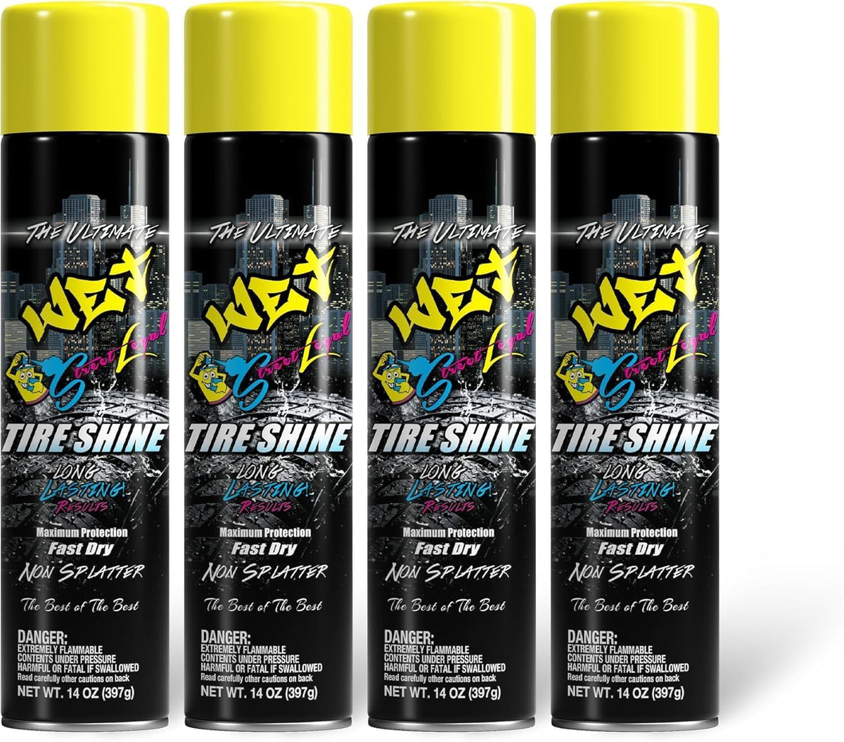 Ultimate Wet Tire Shine Aerosol Spray, 14 oz, Pack of 4
