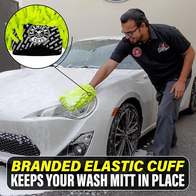 Chemical Guys Chenille Premium Scratch-Free Microfiber Wash Mitt for Car Washing - Lime Green,Ultra-Soft Car Wash Glove,Swirl-Free Finish,Safe for Trucks,SUVs,Motorcycles,and More,(Pack of 12)