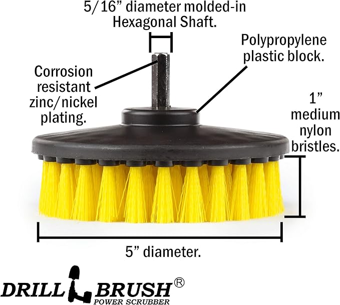 Drillbrush Bathroom Cleaning Drill Brush Attachment - Tile and Grout Cleaner Scrubber- Shower Cleaning Brush Attachment for Power Drill - Sink, Bathtub, Glass Door Spin Cleaner Brushes for Bathroom