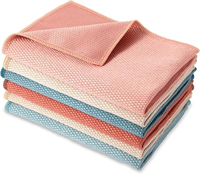 Streak Free and Lint Free Miracle Reusable Microfibre Cleaning Cloths for Glasses,Window, Dishes,car Interior(6 Count,Si