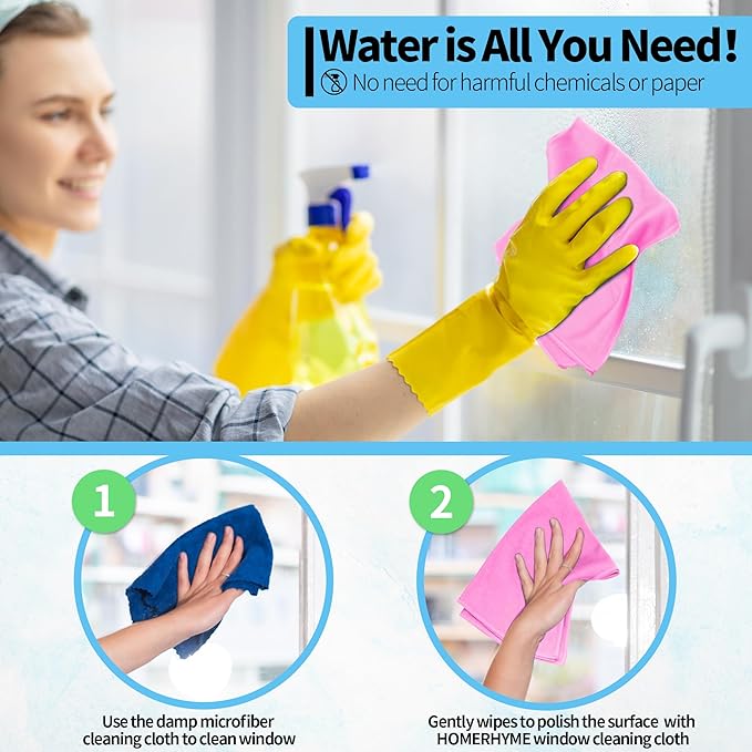 Microfiber Cleaning Cloth, 12 Pack Window Glasses Cleaning Cloth, Reusable Lint-Free Streak Free Polishing Cloth Wipes for Stainless Steel, Eyeglasses, Mirrors, Screens & Lenses,12"*12" Pink