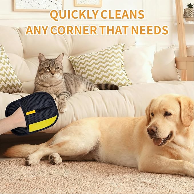 2 Pcs Pet Hair Removal Glove for Dogs & Cats, Upgraded Reusable Electrostatic Pet Hair Gloves, Pet Hair Remover Tool for Clothing, Couch, Carpet,Pet Beds, Convenience for Busy Pet Owners