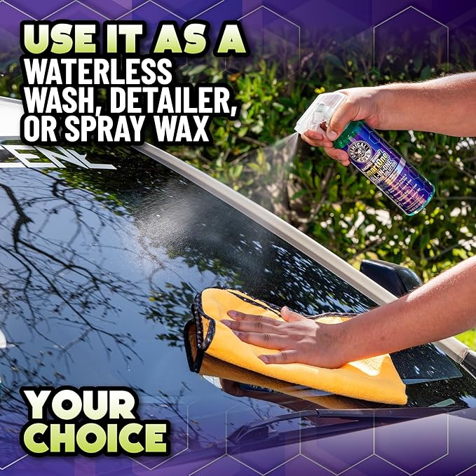 Chemical Guys Raging Rhino Waterless Car Wash, Quick Detailer Spray and Wipe Exterior Cleaner With 3 Premium Microfiber Towels, 20 Fl Oz