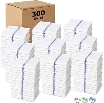 Bulk Economy Wholesale Kitchen Dish Towels (300 Towels) - 100% Cotton Herringbone - Commercial Grade - Bleach Resistant 