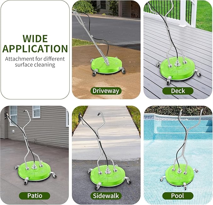 LidoDola 30'' Pressure Washer Surface Cleaner with 4 Wheels - Stainless Steel Surface Cleaner for Pressure Washer Attachment for Concrete, Driveway, Patio, Sidewalk, Deck and Driveways