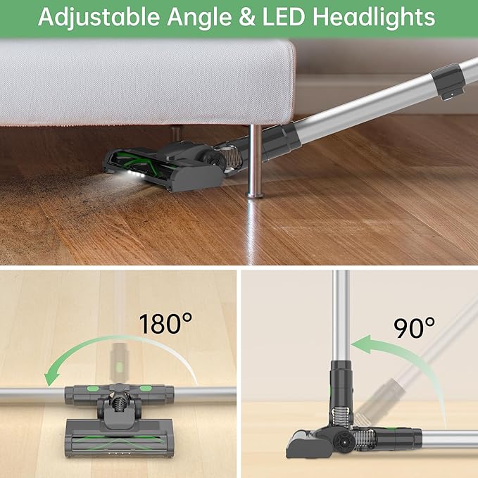 Cordless Stick Vacuum Cleaner, 45KPA Powerful Suction 50Mins Runtime, Lightweight 6-in-1 Vacuum with LED Touch Screen Anti-Tangle for Pet Hair Hard Floor Carpet Home Car
