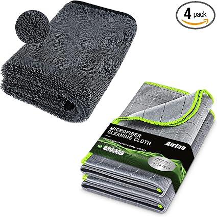 Airlab Microfiber Towels for Cars Drying Super Absorbent Cleaning Cloth, Pack of 1 and Carbon Microfiber Towels for Car 