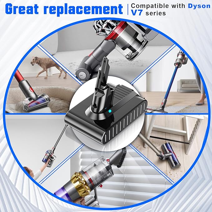 Premium V7 Trigger Battrey Replacement for Dyson V7 Battery 21.6V Compatible with SV11 V7 Animal/Trigger/Absolute/Motorhead/Fluffy/Car+Boat Handheld Cordless Vacuum Cleaner (Not Fit V6, V8)