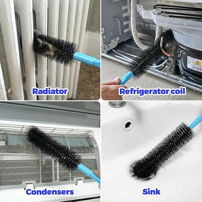 Holikme Dryer Vent Cleaner Kit - 5 Piece Flexible Snake Tool for Lint Removes & Hair Clogs, Suitable for Drain Pipes,Condenser, Refrigerator Coils, Radiators, Toilets, Sinks & Tile Grout