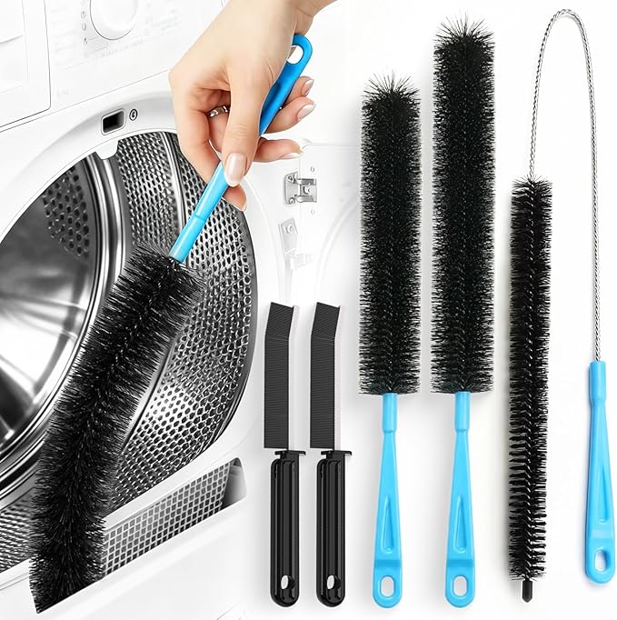 Holikme Dryer Vent Cleaner Kit - 5 Piece Flexible Snake Tool for Lint Removes & Hair Clogs, Suitable for Drain Pipes,Condenser, Refrigerator Coils, Radiators, Toilets, Sinks & Tile Grout