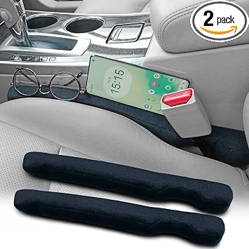 Happyworker Car Seat Gap Filler Universal Fit Organizer Stop Things from Dropping Under Pack of 2 (Fabric Black)