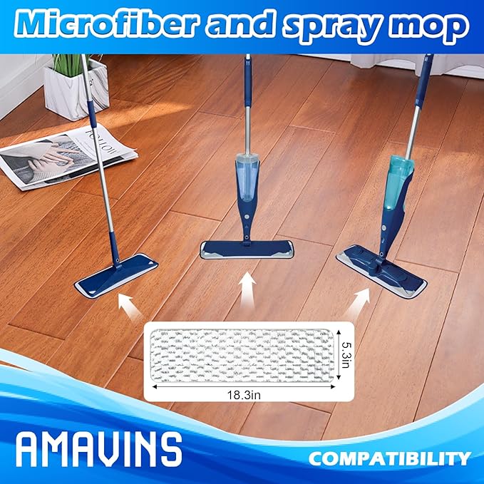3 Pack Microfiber Cleaning Pads for White Gray 18 inches, Reusable Microfiber Mop Pads for 18 Inch Mop, Hardwood Floor Replacement Cleaning Mop Pads, Machine Washes