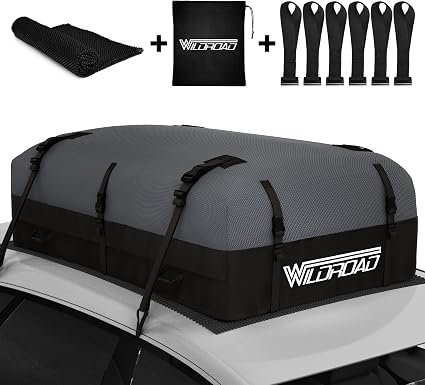 Rooftop Cargo Carrier Bag, WILDROAD 21 Cubic Feet 600D Ultra Anti-Tear Fabric Waterproof Car Roof Bag, Soft-Shell Roof B