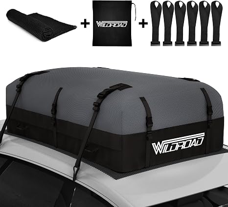 Rooftop Cargo Carrier Bag, WILDROAD 21 Cubic Feet 600D Ultra Anti-Tear Fabric Waterproof Car Roof Bag, Soft-Shell Roof B