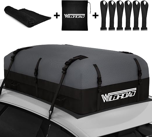 Rooftop Cargo Carrier Bag, WILDROAD 21 Cubic Feet 600D Ultra Anti-Tear Fabric Waterproof Car Roof Bag, Soft-Shell Roof B
