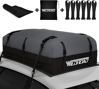 Rooftop Cargo Carrier Bag, WILDROAD 21 Cubic Feet 600D Ultra Anti-Tear Fabric Waterproof Car Roof Bag, Soft-Shell Roof B