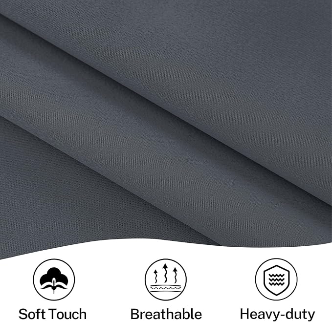 Vatge Magnetic Tape French Door Curtains - 54x72 Inch No Drill Light Filtering Panels for Double Doors, 1 Panel, W54 x L72, Grey