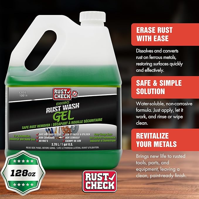 Enviro Rust Wash – Heavy Duty Iron Remover for Car Rims & Wheels – Metal Decon for Brake Dust, Rust, and Oxidation – Safe on Stainless Steel & Motorcycle Use - Gel - 128 FL OZ - Jug