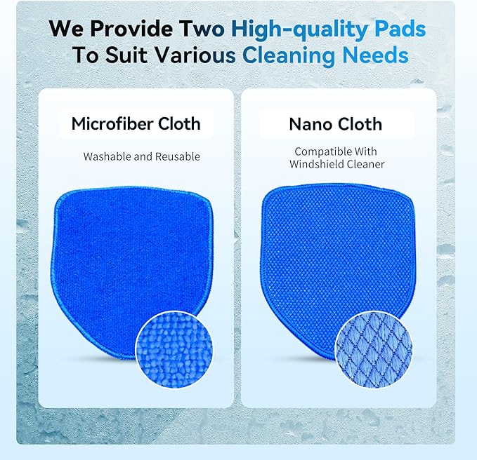 XINDELL Windshield Cleaner Tool, Car Window Cleaning Kit with 5 Reusable Microfiber Pads, Extendable Handle & 360° Rotating Head, Safety Hammer, Streak-Free Auto Glass Wiper for Car Truck SUV RV