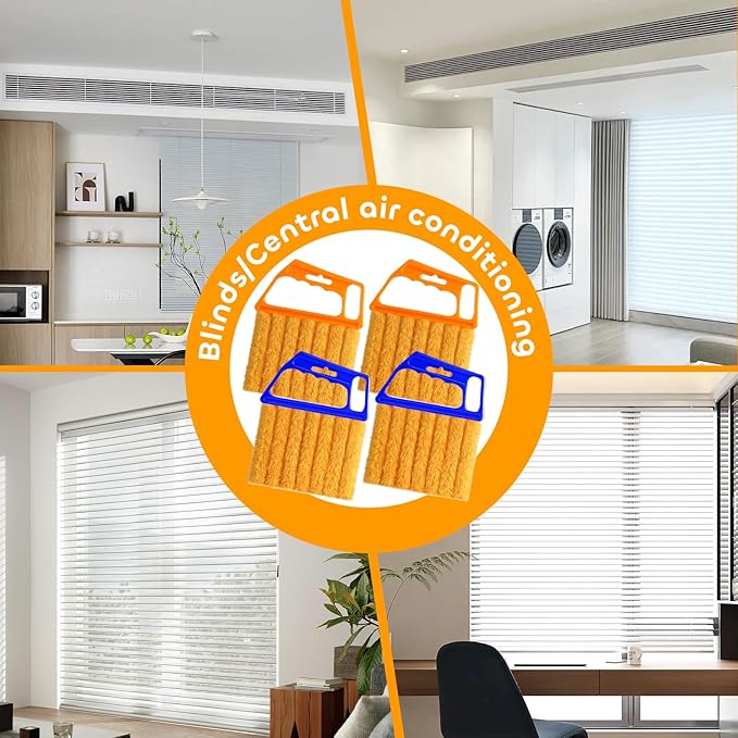 4 Pcs Blind Cleaner Duster Tool,Blind Dusters for Cleaning,7 Finger Dusting Cleaner Tool for Window & Air Conditioner,Window Blinds Cleaner Microfiber Washable