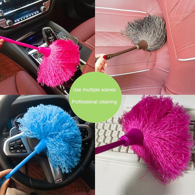 3 Pack Hand Grips Fluffy Microfiber Delicate Duster, Mini Washable Dusting Brush