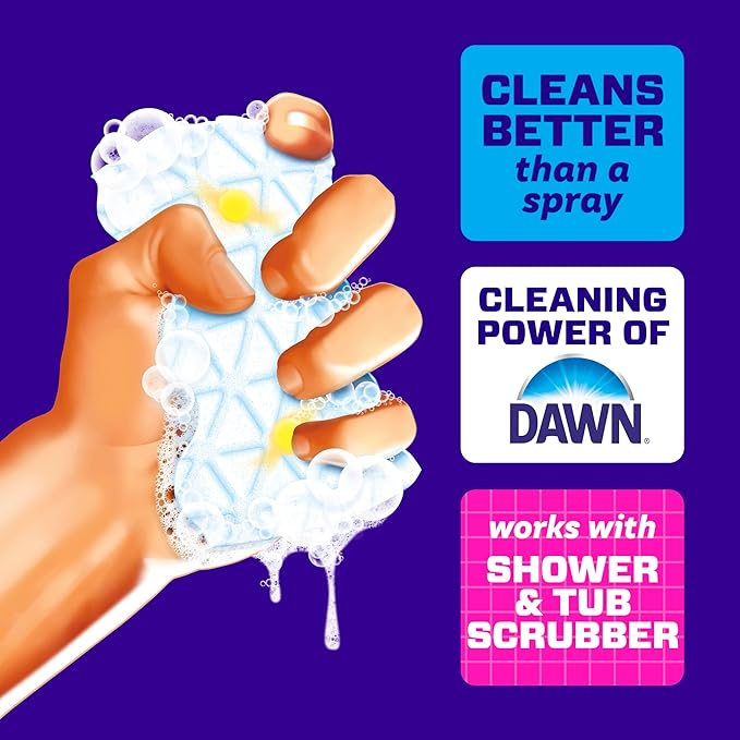 Mr. Clean Magic Eraser Sponge, Bathroom, Shower, Tub Cleaner, Soap Scum Remover, Bathroom Cleaning Supplies, Dawn Cleaning Power with Lemon Scent, Shower & Tub, 6ct (Pack of 4)