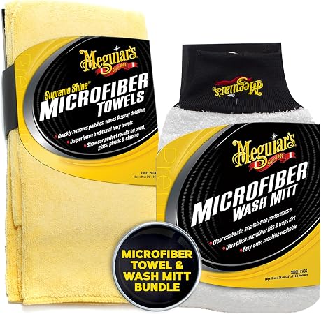 Meguiar's Supreme Shine Microfiber Towels X3002 Microfiber Wash Mitt Bundle