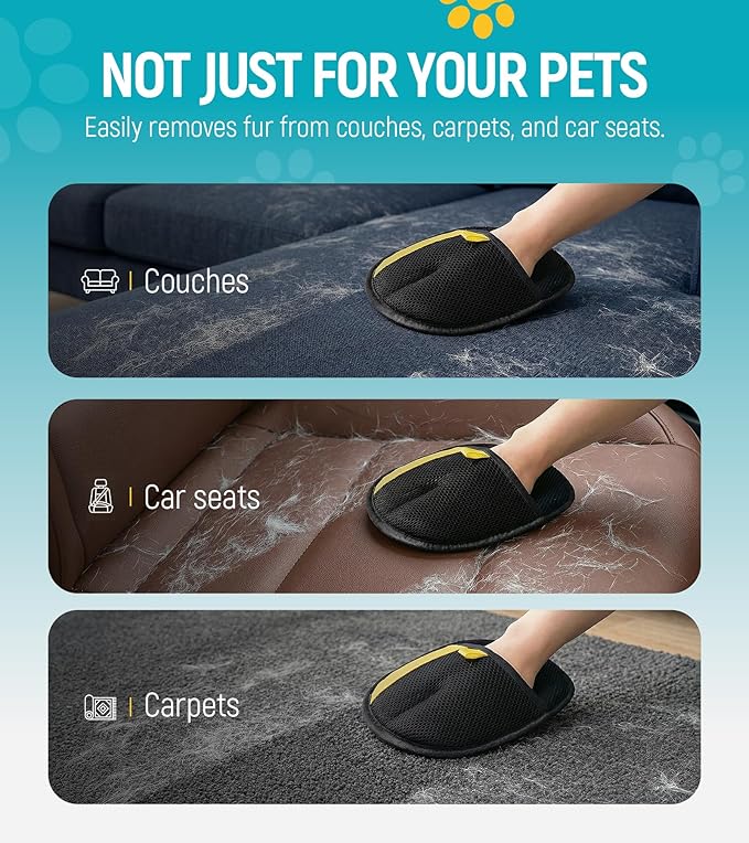 Pet Hair Removal Glove for Dogs & Cats - Upgraded Reusable Electrostatic Pet Hair Glove, Pet Hair Remover Tool for Laundry, Couch, Carpet & Car Seat, Gentle Grooming Mitt