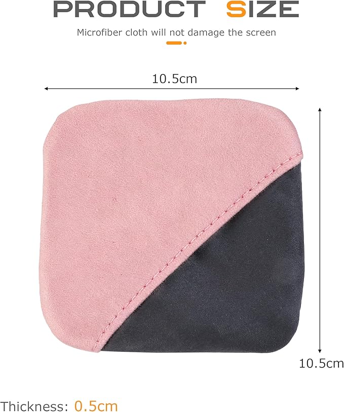 SCUARI Car Screen Cleaner,Touch Screen Cleaner for Car,Car Accessories Car Screen Wipes,Foldable Car Screen Cleaner Cloth,Square Microfiber Screen Cleaning Pad,Fits Car Dashboard LCD Display (Pink)