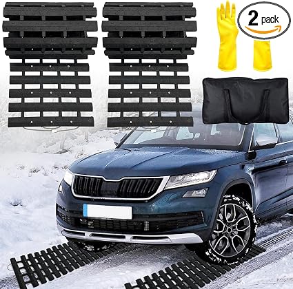 Emergency Devices Tire Traction Mats, Portable for Snow, Ice, Mud, and Sand Used to Car, Truck, Van or Fleet Vehicle (2P