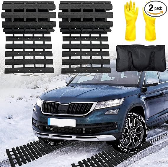 Emergency Devices Tire Traction Mats, Portable for Snow, Ice, Mud, and Sand Used to Car, Truck, Van or Fleet Vehicle (2P